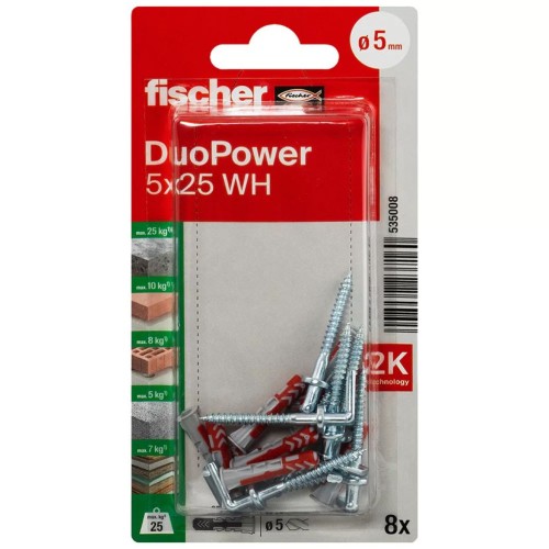 BLISTER DUOPOWER 5X25 WH BL 8 UD.FISCHER