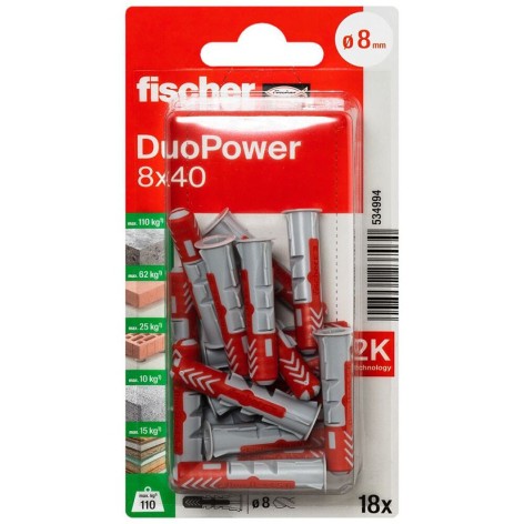 BLISTER DUOPOWER 8X40 BL 18 UD.FISCHER