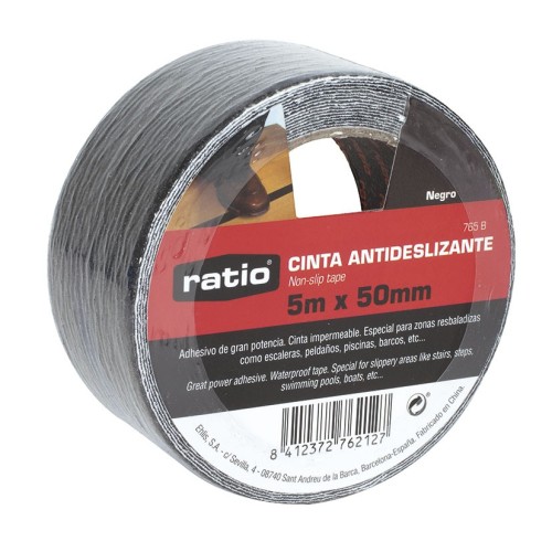 CINTA ANTIDESLIZ.  50MMX5M.NEGRO.  RATIO