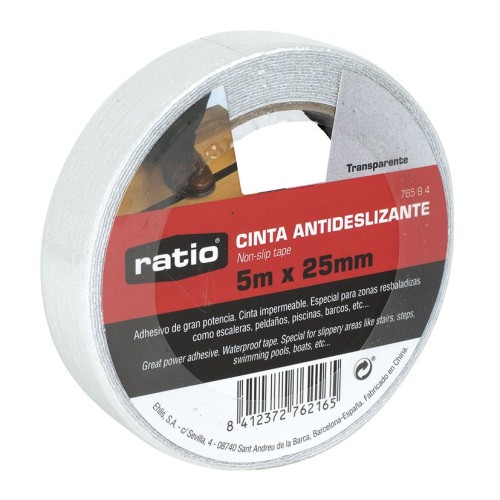 CINTA ANTIDESLIZ. 25MMX5M. TRANSP. RATIO