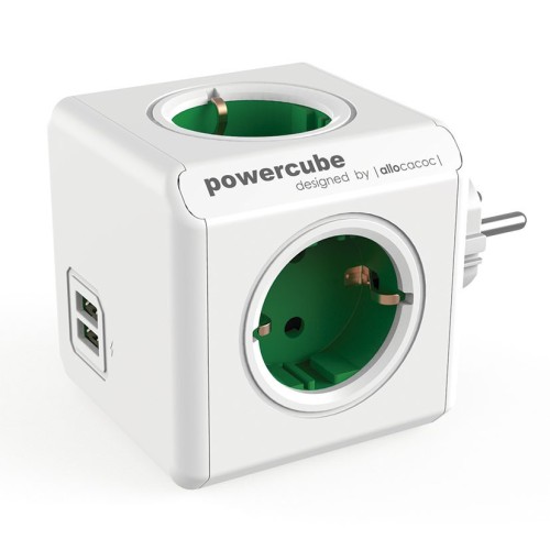 POWERCUBE ORIGINAL 4 TOMAS + 2 USB VERDE