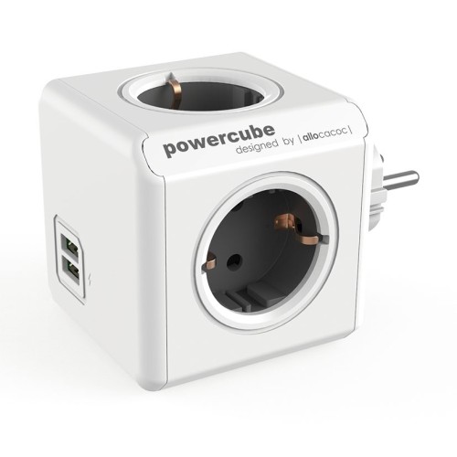 POWERCUBE ORIGINAL 4 TOMAS + 2 USB GRIS