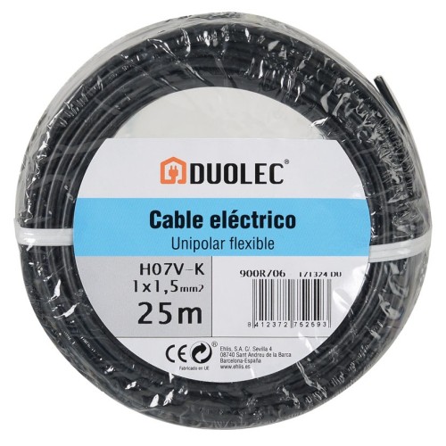 CABLE ELECTRICO 1,5 MM X25M NEGRO DUOLEC