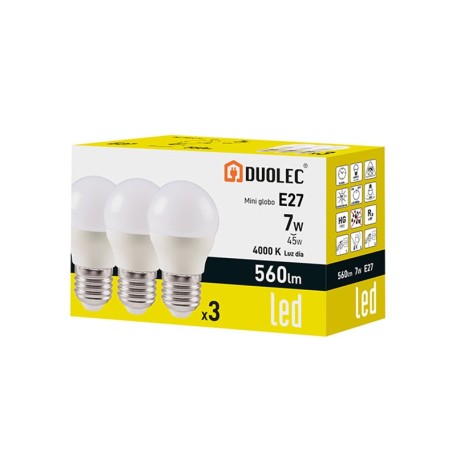 PACK3 MINI GLO LED DUOLEC 7W 4000K 560LM