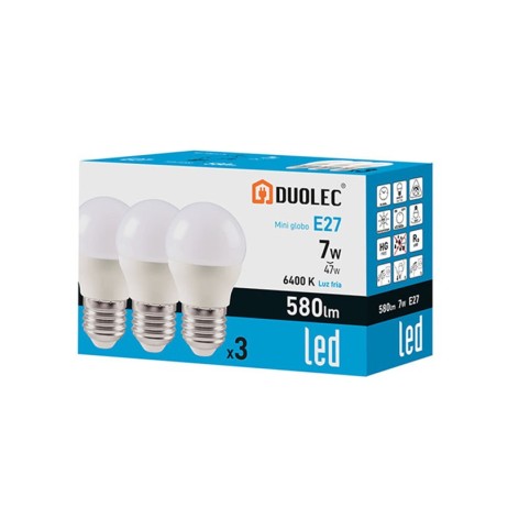 PACK3 MINI GLO LED DUOLEC 7W 6400K 580LM