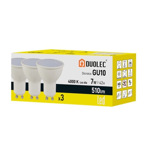 PACK3 DICROICA LED GU10 7W 4000K 510LM