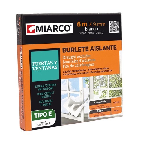 BURLETE CAUCHO TIPO E 9 MM X 6 M. BLANCO