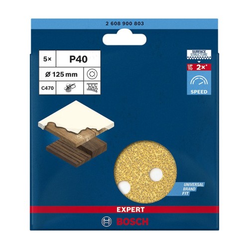 PAPEL LIJA EXCENT.C470 125MM 8P G40+5UDS