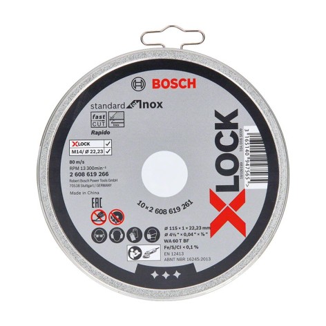 LATA 10 DISCOS CORTE X-LOCK INOX.115X1