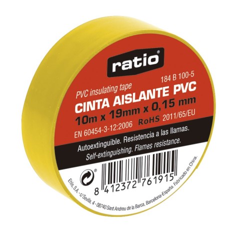 CINTA AISLANTE 19X10M AMARILLO  0,15MM