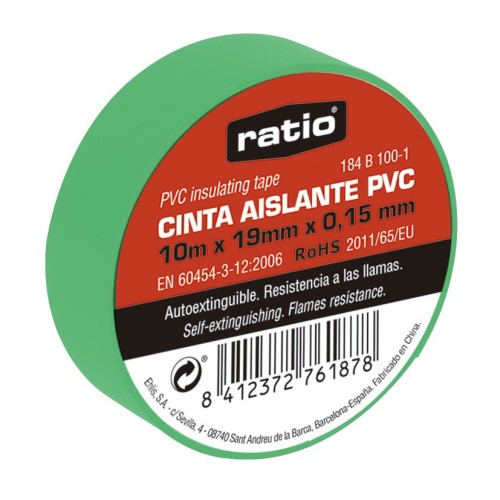 CINTA AISLANTE 19X20M VERDE  0,15MM