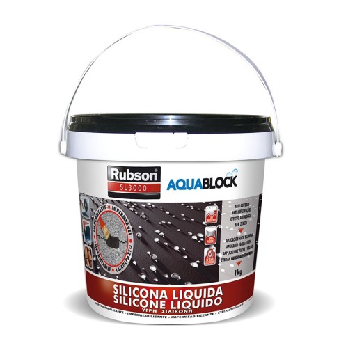 SILICONA LÍQUIDA AQUABLOCK  1 KG.NEGRA